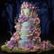 Whimsical Cascade: A Multi-tiered Wedding Cake Delight