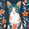 This whimsical cat is the perfect addition to any space. With its teal and orange shades,