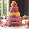 Whimsical Celebration in Candyland with Towering Rainbow Cake