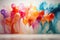 Whimsical charm myriad colorful balloons dance on a pristine white canvas