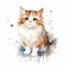 Whimsical and charming Turkish Angora cat, kitten with a soft and delicate touch watercolor design.