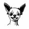 Whimsical Chihuahua: Playful Black And White Horror Comics Illustration