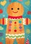 Whimsical Children's Christmas card featuring a delightful close-up illustration of a smiling Gingerbread Man