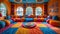 Whimsical childrens playroom with bright colors and imaginative decor