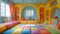 Whimsical childrens playroom with bright colors and imaginative decorsuper detailed