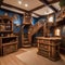 A whimsical childrens playroom with a pirate ship play structure and hidden treasure chests5