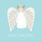 Whimsical Christmas Scandinavian Style Angel on Aqua Background Vector Merry Christmas Card