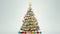 A whimsical Christmas tree decorated with vintage toys, colorful paper chains, and old-fashioned bubble lights