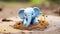 a whimsical clay elephant splashing happily in a tiny clay puddle