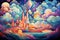 Whimsical cloud castles, floating high above the world, accessible only to dreamers - Generative AI