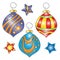 Whimsical colorful bauble and star collection