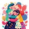 Whimsical colorful family hug
