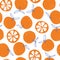 Whimsical colorful hand-drawn abstract doodle oranges vector seamless pattern on white background. Summer Fruits