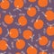 Whimsical colorful hand-drawn doodle oranges and words vector seamless pattern on dark background. Summer Fruits