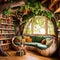 Whimsical and Cozy Library Design in a Treehouse