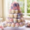 Whimsical Cupcake Tower with Delicate Decoration and Charming Flavors