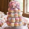 Whimsical Cupcake Tower with Delicate Decoration and Charming Flavors