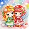 Whimsical cute christmas angels in the snow