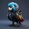 Whimsical Cyborg Parrot: A Dark And Chaotic 3d Concept Art