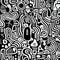 Whimsical Cyborgs: Abstract Black And White Pattern With Absurd Doodles