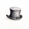Whimsical Delight: Top Hat Illustration on White Background in Miniaturecore Style