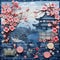 Whimsical Denim Delight - Vibrant Japanese Art Style Wallpaper Design