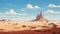 Whimsical Desert Landscape Illustration With Temple On The Horizon