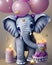 Whimsical Detailed Fantasy Cute Kawaii Baby Elephant