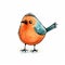 Whimsical Digital Illustration Of A Small Orange Bird