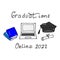 Whimsical Doodle Art: Graduations Online 2021 Lettering with Books, Laptop, and Mortarboard