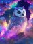 Whimsical Encounters: Fantastical Owl in a Galaxy Wonderland