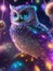 Whimsical Encounters: Fantastical Owl in a Galaxy Wonderland