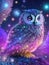 Whimsical Encounters: Fantastical Owl in a Galaxy Wonderland