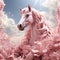 Whimsical Equine Elegance White Horse in a Peachy Fantasy