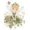 Whimsical fairy oasis, adorable clipart illustration of colorful fairies with cute wings and serene flower charms