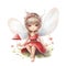 Whimsical fairy oasis, vibrant clipart of cute fairies with playful wings and oasis of flower charms