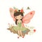 Whimsical fairyland oasis, charming illustration of colorful fairies with cute wings and serene flower charms