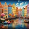 Whimsical Fairytale-like Copenhagen Canal Scene