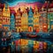 Whimsical Fairytale-like Copenhagen Canal Scene