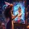 Whimsical fairytale scene with magical mirror photobooth