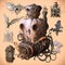 Whimsical fantasy monsters AI generated Halloween cliparts artwork