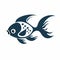 Whimsical Fish Icon In Blue And White Style
