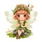Whimsical floral bliss, charming illustration of colorful fairies with whimsical wings and blissful floral charms