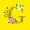Whimsical floral botanical monogram alphabet - capital G