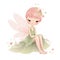 Whimsical floral whispers, adorable illustration of colorful fairies with cute wings and whispering flower delights