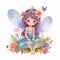 Whimsical floral whispers, charming clipart of colorful fairies with whimsical wings and whispering flower delights