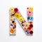 Whimsical Flower Letter N: A Colorful And Detailed Photographic Composition