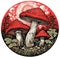 Whimsical Forest Vignette: The Vibrant Dance of Amanita Mushrooms - Generative AI