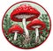 Whimsical Forest Vignette: The Vibrant Dance of Amanita Mushrooms - Generative AI