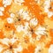 Whimsical Garden: Playful Orange Floral Extravaganza Seamless Background